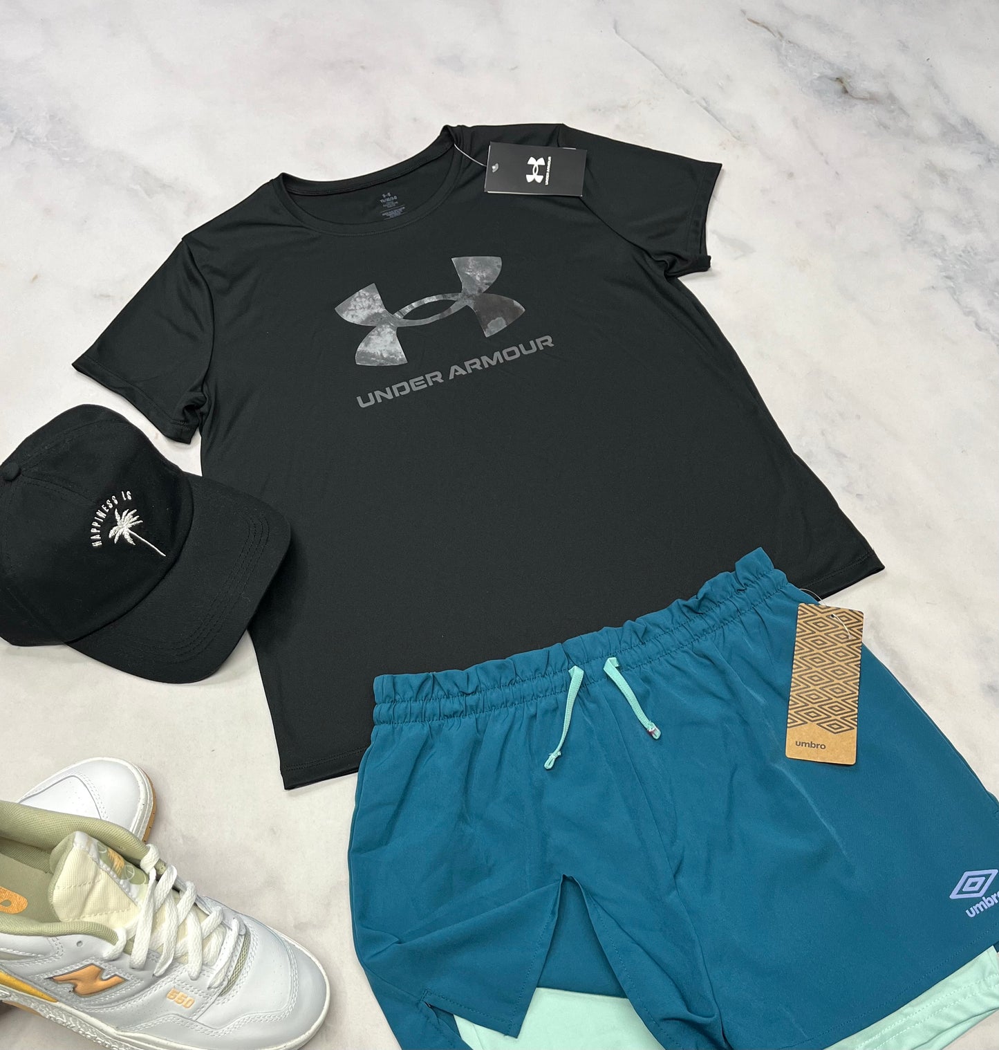 🩵 Manche courte : H.Armour noir en tissu de sport L(12-13 ans ) fille neuf !