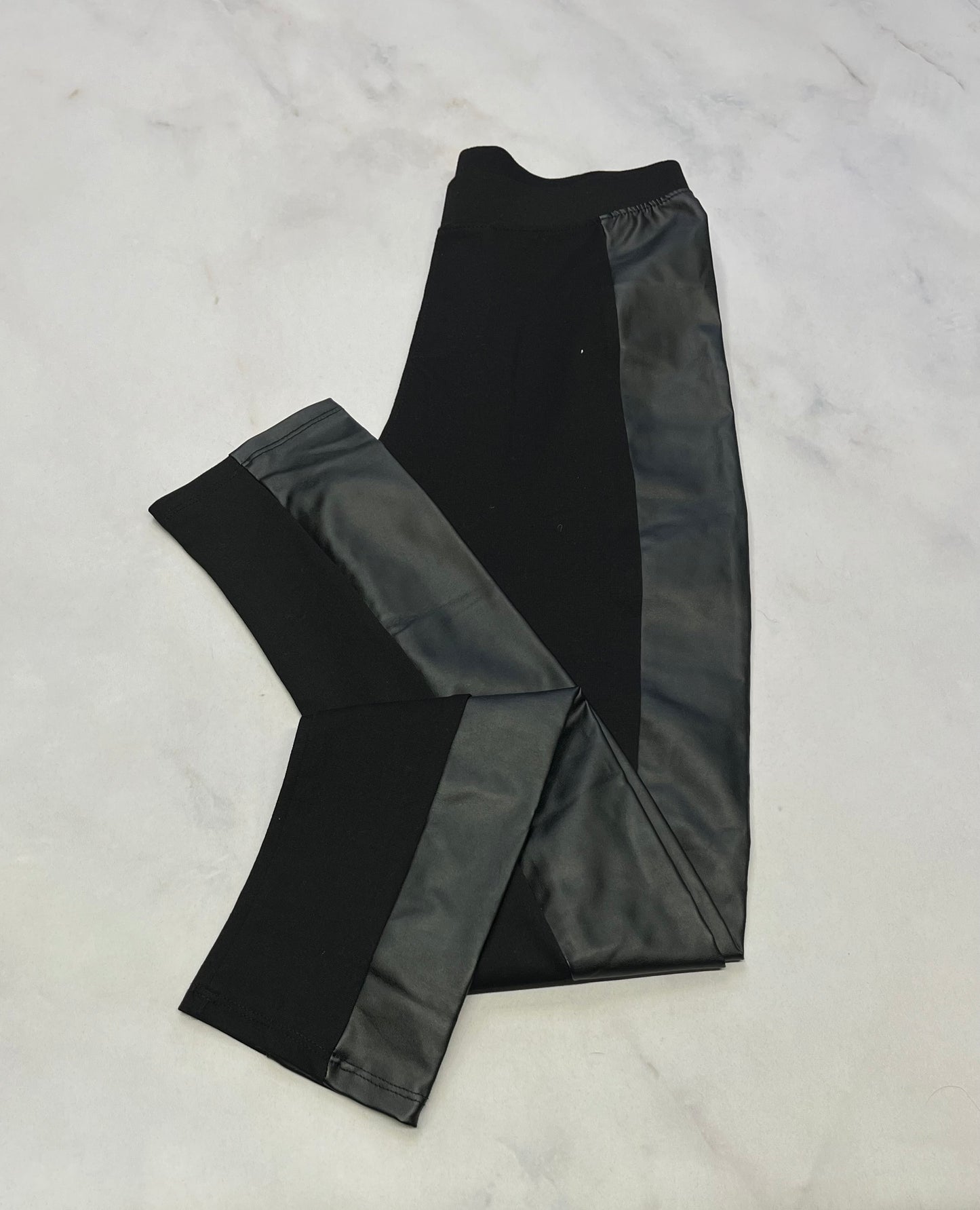 Jegging confo : bande effet cuir de chaque coté 14-16 ans fille neuf!