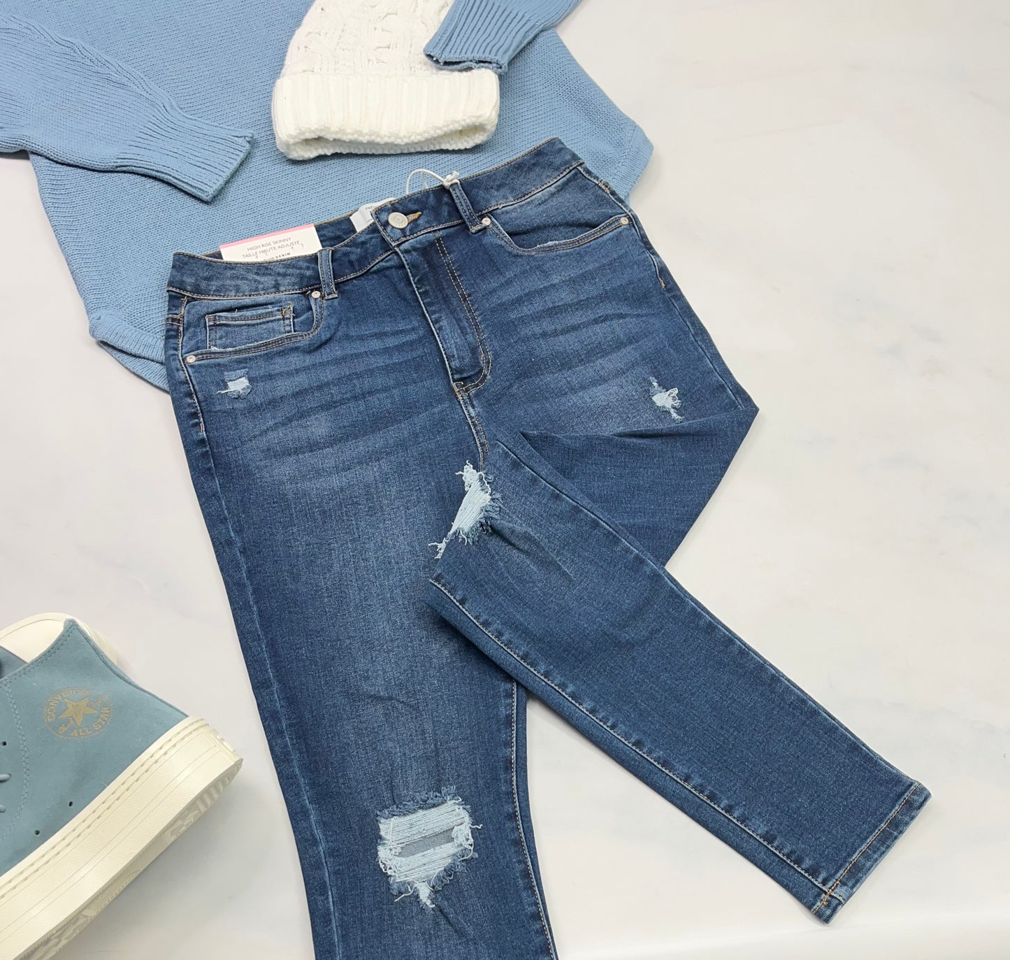 ❄️ Skinny jeans : Stretch Taille haute fait M/ 7 ans fit stretch femme . Neuve !
