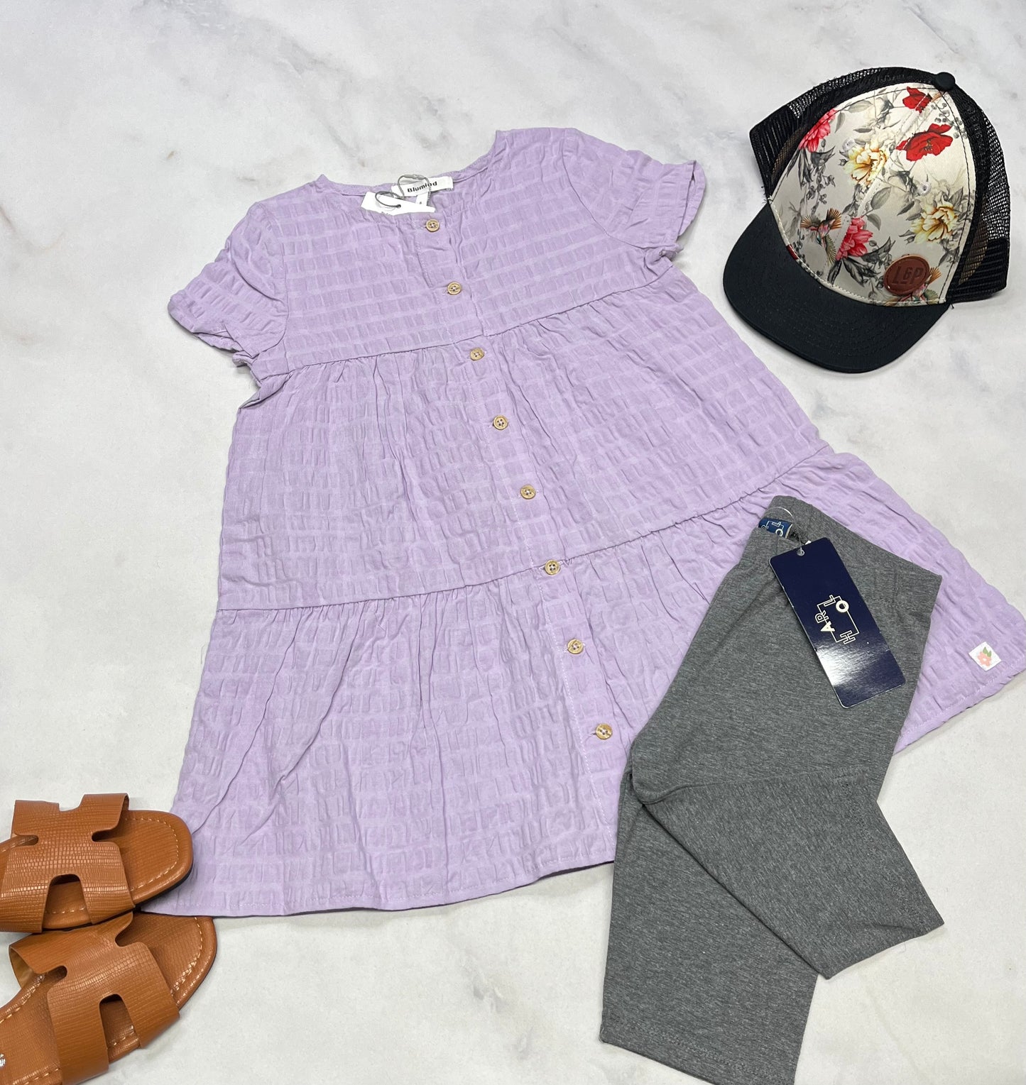 💜 Robe lilas : tissu texturé Blum superbe . 5 ans fille neuve .