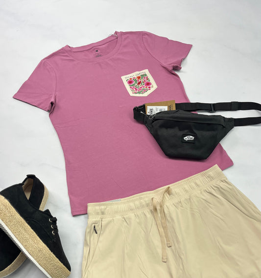 🌷 Manche courte rosé : beau coton extensible M/ femme neuf !