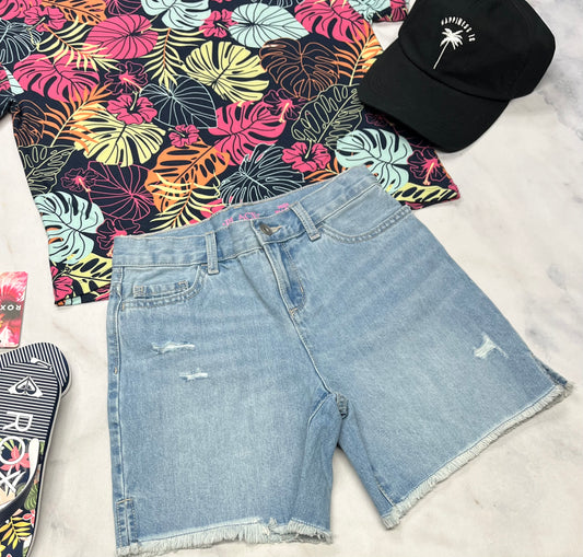 🌿 Short jeans : molle confo + 10-12 ans fille ajustable neuve !