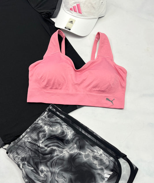 💕 Top : sport Puma rose fait L/ femme neuf ! Bretelles ajustable et pad amovible .