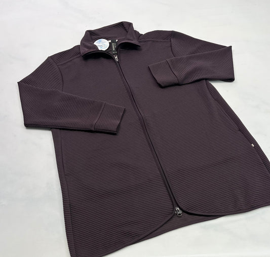 Veste PRUNE : Mondetta longue bas des fesses .. zip dans les 2 sens . Poches sur les côtés . XXL/ femme neuve.
