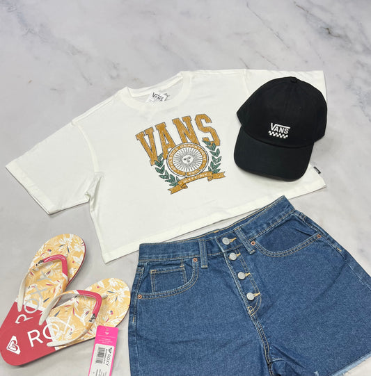 🌿 VANS : Manche courte look écourté 13-14 ans fille relax fit neuf !