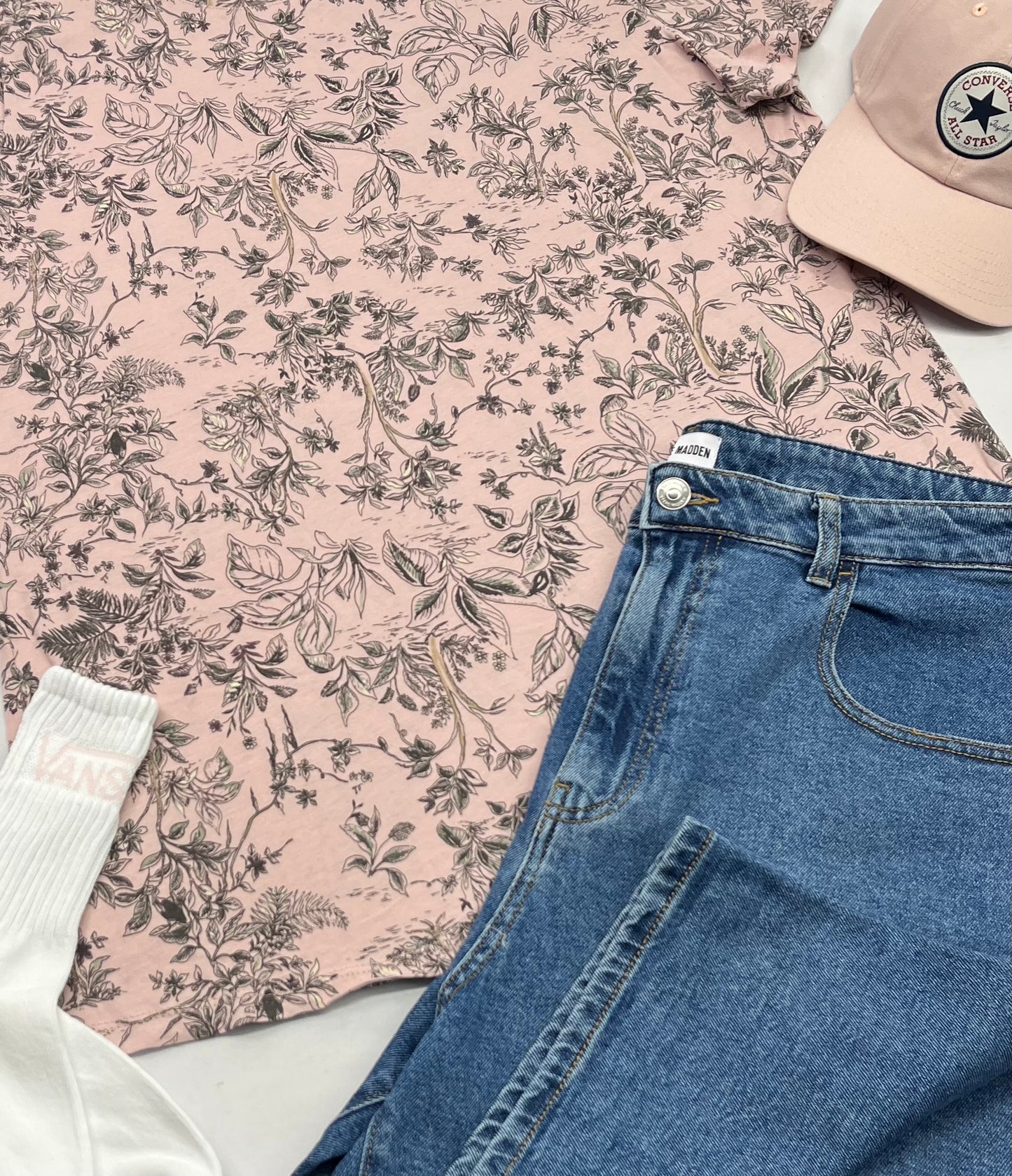 😍 Manche courte : PENN.rose fleurie XL/ femme neuf ! Fait long .
