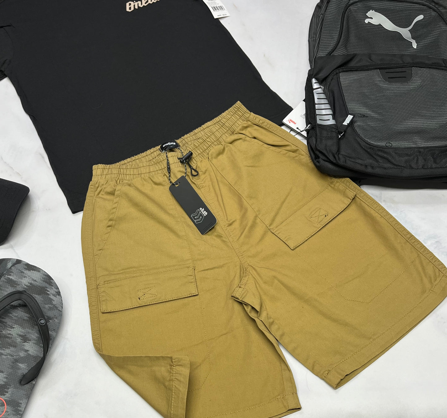 🌴 Bermuda : Tan souple Surface neuf ! 12 ans garçon coupe cuisse relax tendance .