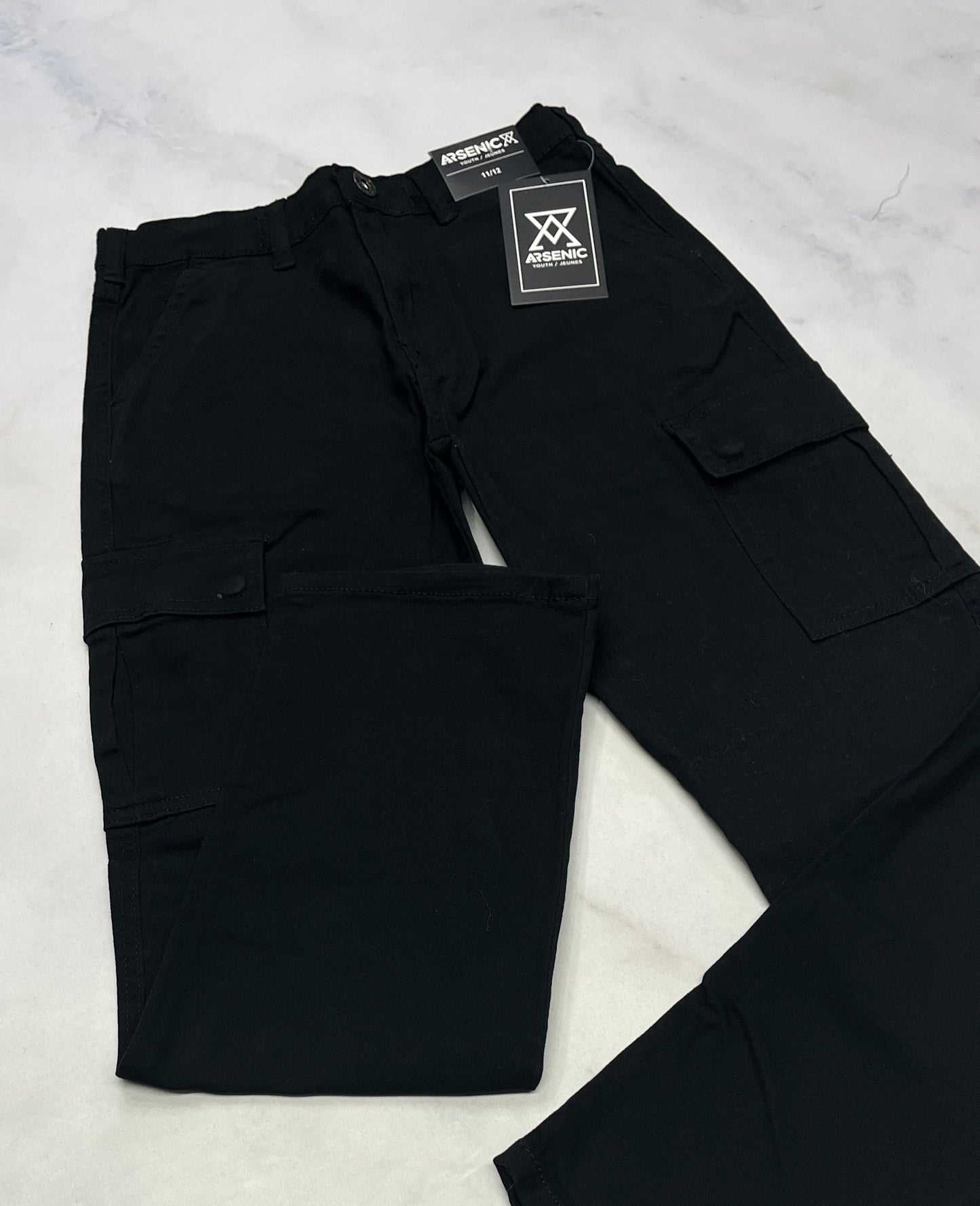Pantalon cargo : noir Arsenic : mou confo neuf! 11-12 ans