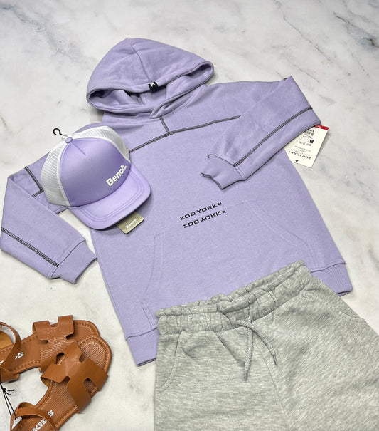 ☀️ Cagoule Zoo York : en ouaté lilas fait 8 ans fille look confo neuve .