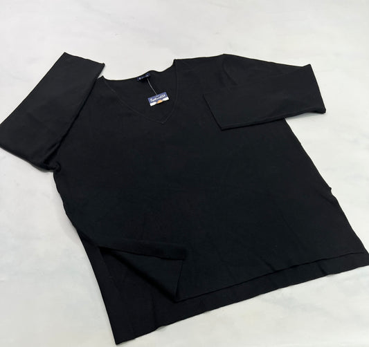 Tricot : Col en V noir look relax neuf ! L/ femme neuf! Stretch confo .