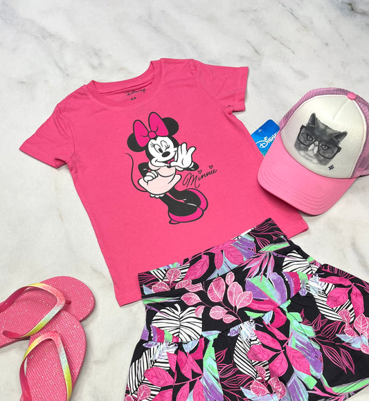 🌷 Disney : Minnie manche courte rose 5-6 ans fille neuf !