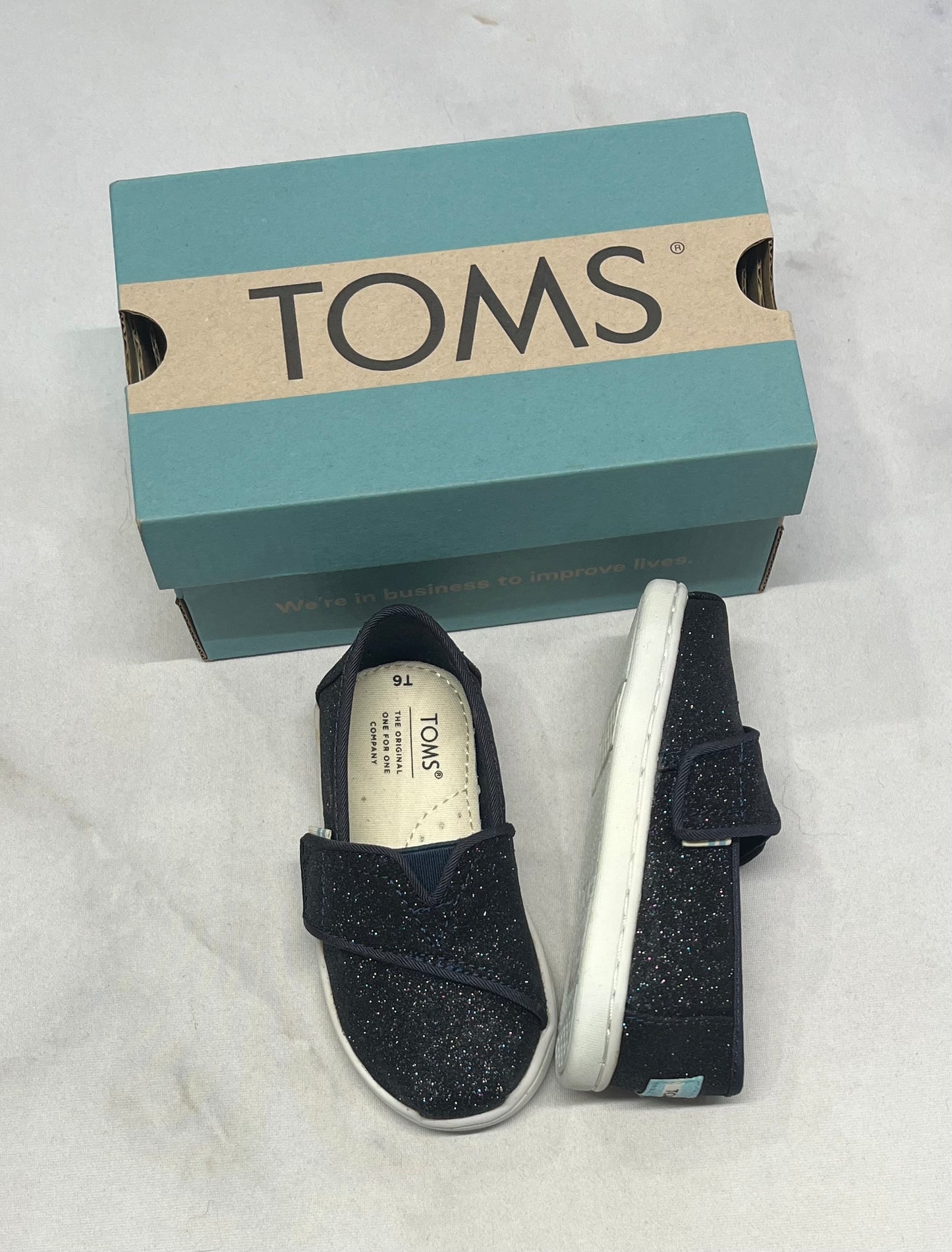 TOMS : bleu/ noir brillant multicolore Gr: 6bb/ enfant neuf!