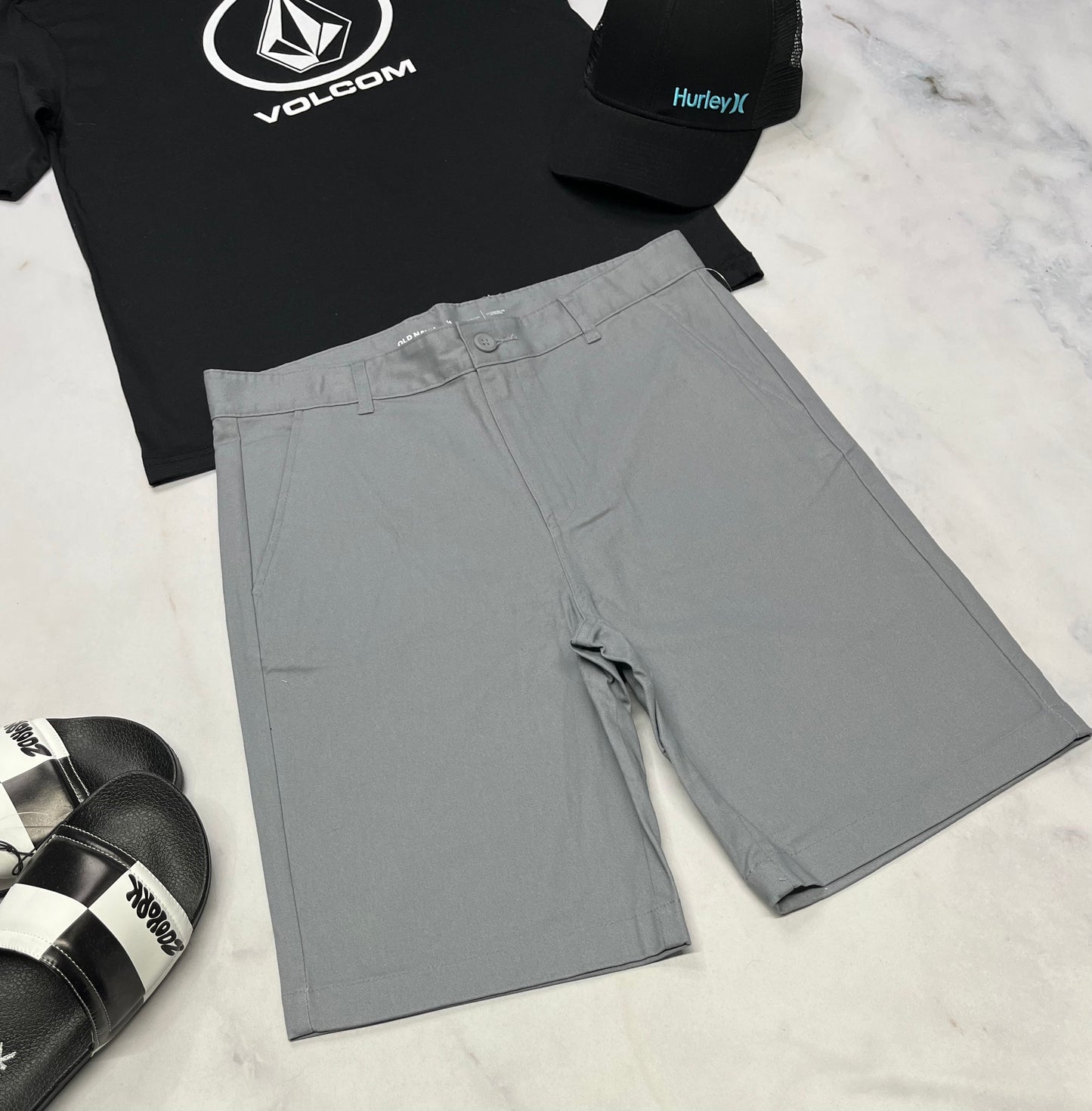🌴 Bermuda gris : en coton souple 16 ans garçon  ajustable neuf !