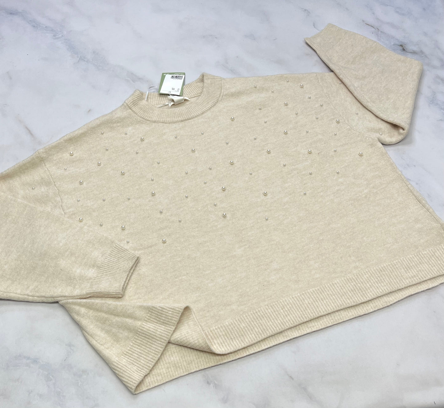 Tricot beigé hyper doux : manche ballon stretch ( avec perle cousu). WoW . M/ femme et XXL/ femme coupe confo .