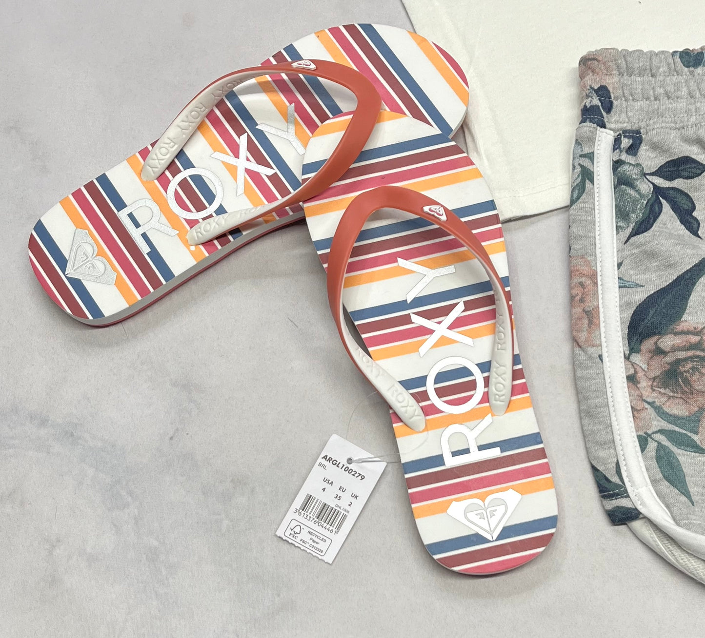 ☀️Flip Flop : ROXY rayé gr: 4, 4.5 et 5 junior .