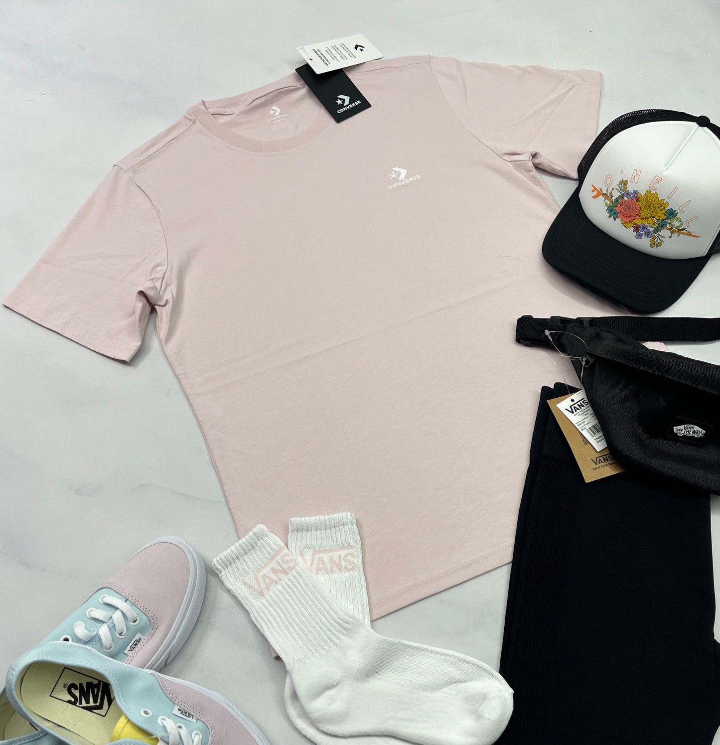 🩷 T-Shirt : Converse  rose ( logo brodé ) S/ femme look over size neuf !