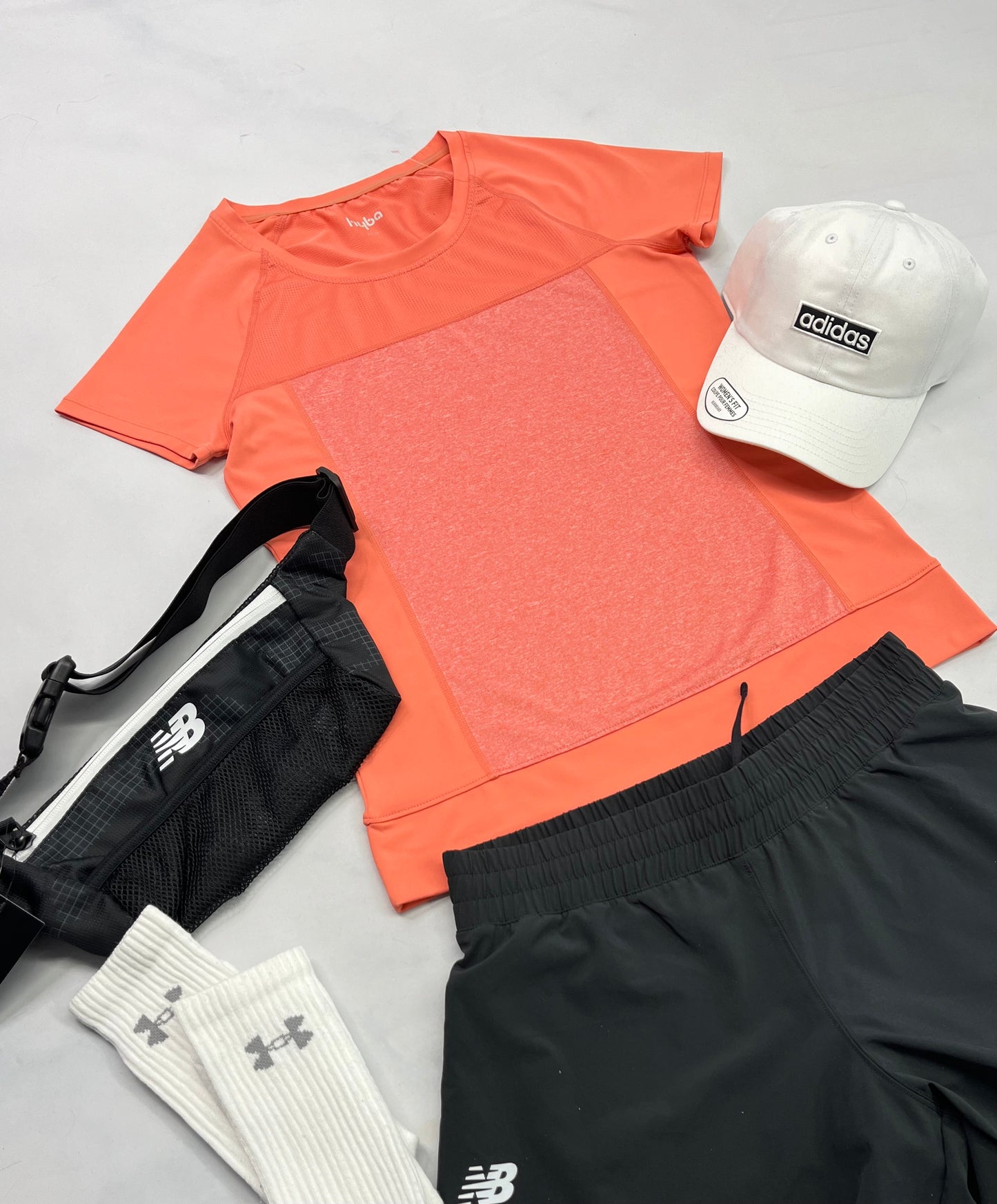 ☀️ Manche courte : Hyba corail en tissu de sport stretch XS/ femme comme neuf !