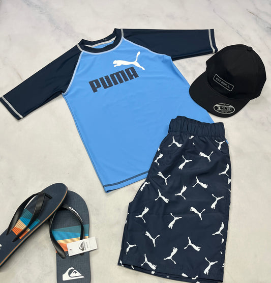 💦 Ensemble : Duo maillot Puma neuf ! Manche courte maillot 10-12 ans + Maillot bermuda puma 10-12 ans garçon.