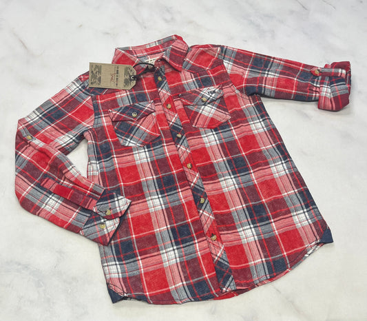 Triple Five : chemise souple manche longue et peu faire manche 3/4. 8(7-8 ans ) garçon neuve .