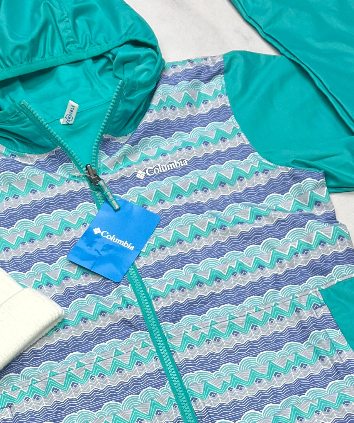 😍 Manteau Columbia : mi saison RÉVERSIBLE 7-8 ans fille neuf ! Souple confo .