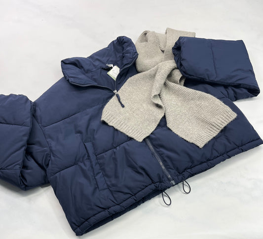 Duo : Manteau d’hiver marine H&M mi hanche XL/ femme coupe confo + Foulard Tag doux stretch neuf !