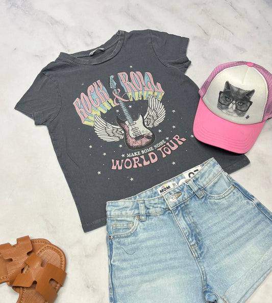 🩵 T-Shirt gris : look vieillit tendance fait 7 ans fille ample fit neuf !