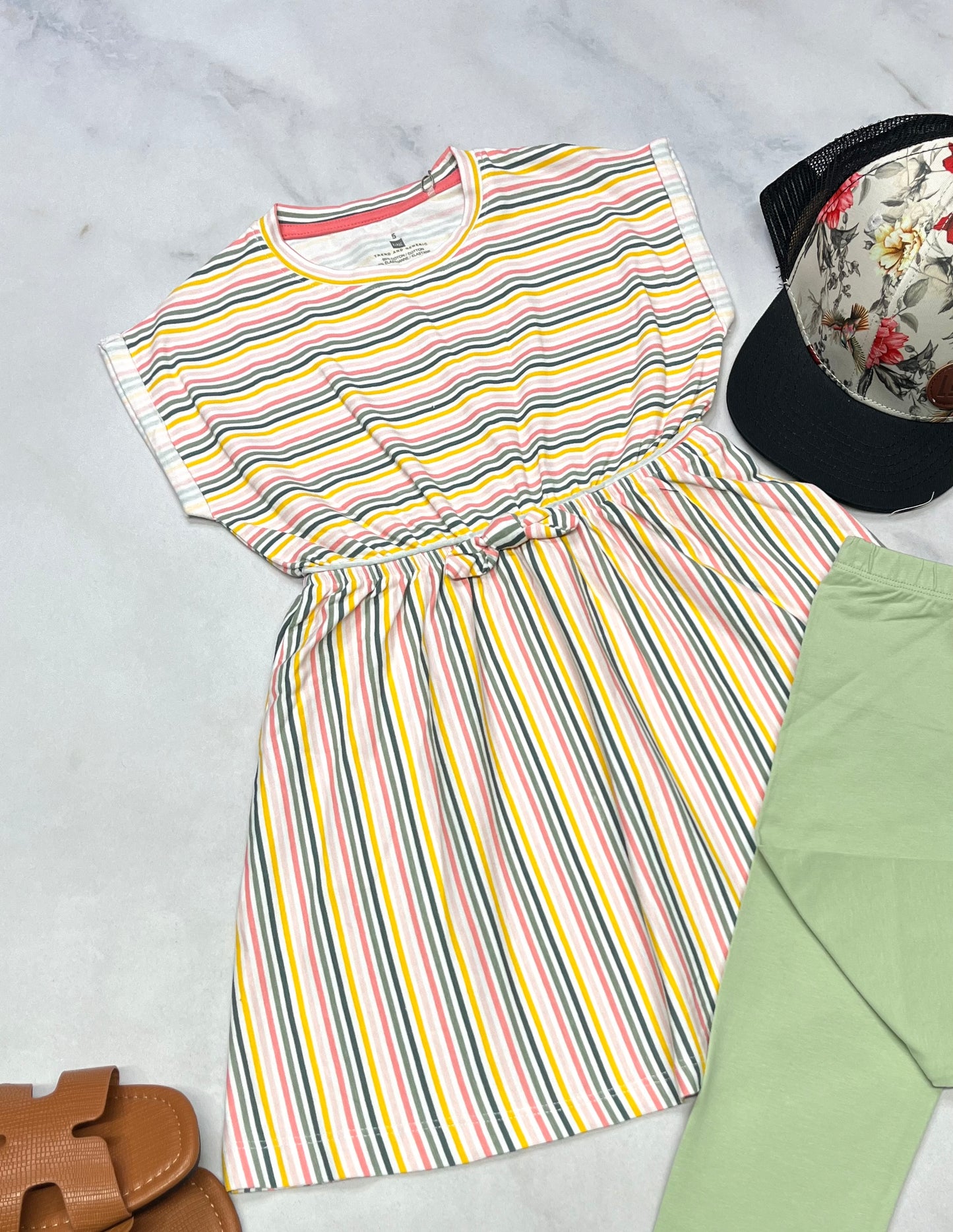 🌿 Robe rayé : en beau coton stretch 5 ans fille neuve !