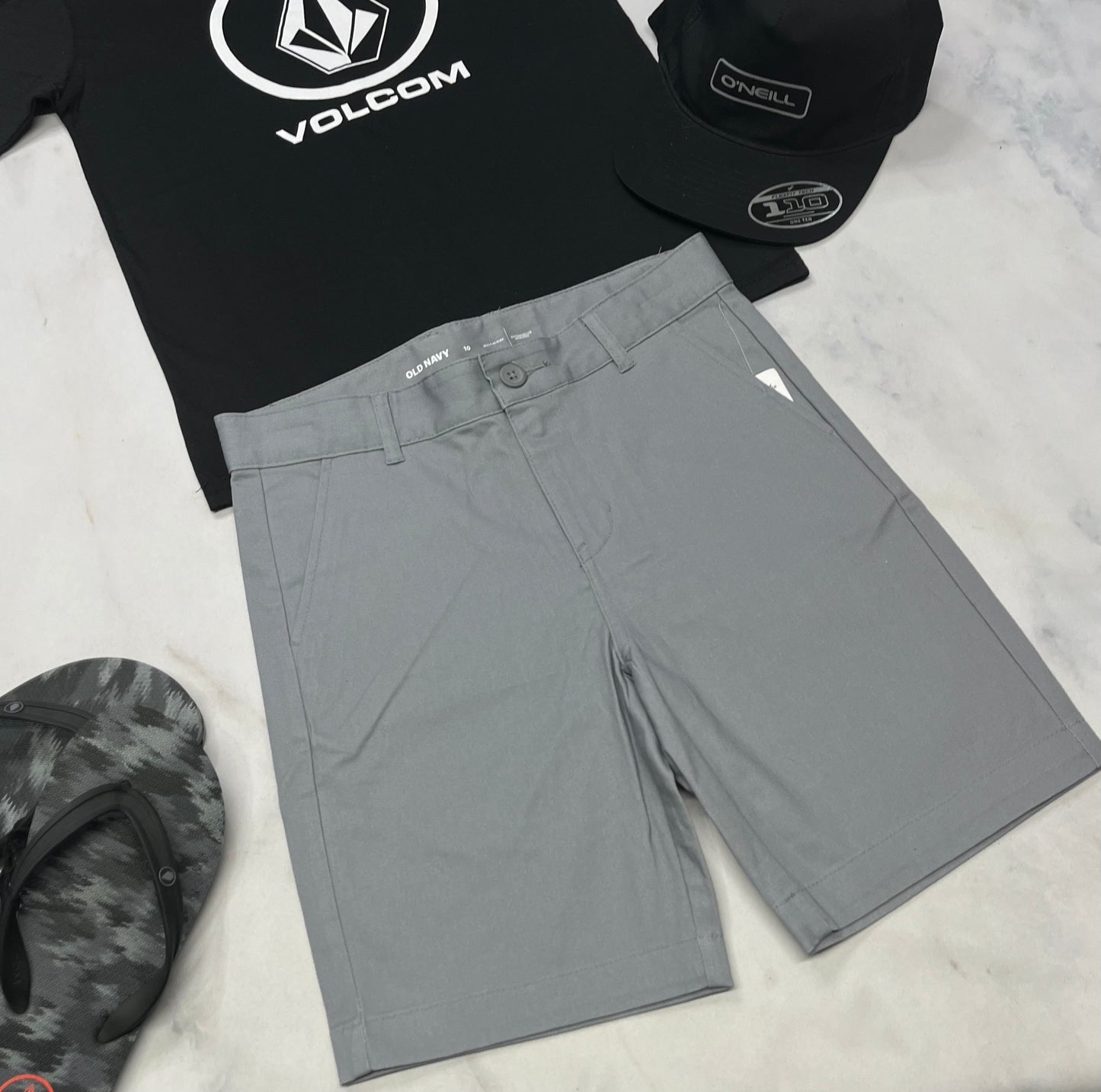 🌿 Bermuda: gris taille ajustable 10 ans garçon neuf !