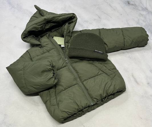 Duo neuf ! Manteau DINO : Automne chaud ou hiver doux neuf 5 ans ! + Tuque verte Zoo York neuve O/S enfant .