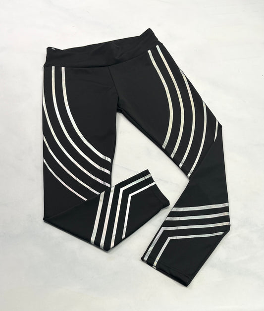 Leg. Sport : Noir et ligne argenté fait M-L femme super état stretch confo .