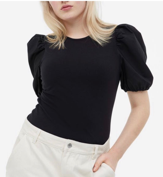 🌸 Manche courte noir( avec le bout des manches en élastique ) fait XS (2 ans ) femme neuf !