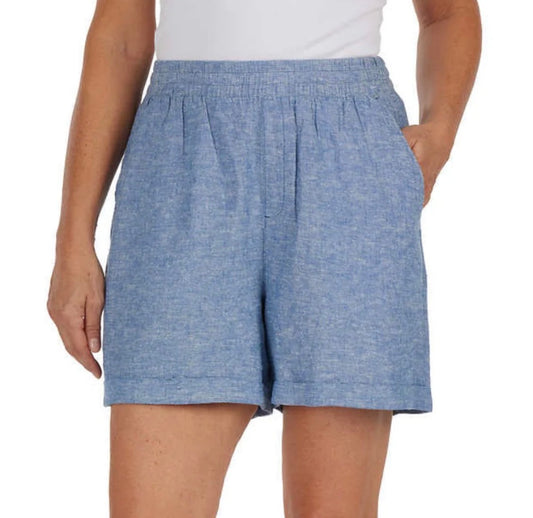🌿 Short : Bleu look lin M/ femme neuve! Taille élastique souple confo avec poches au dos et sur les côtés .