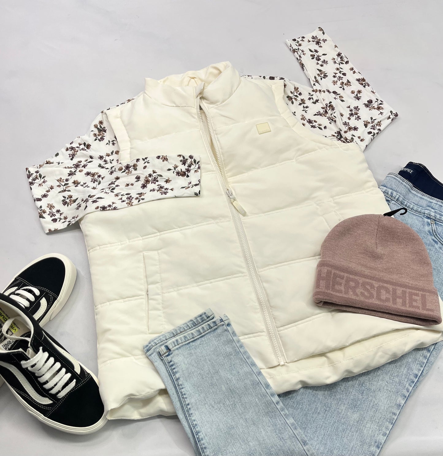 😍 BENCH : Veste manteau en doudoune couleur crème pâle . XL/ femme neuve .Petit logo Bench au devant z