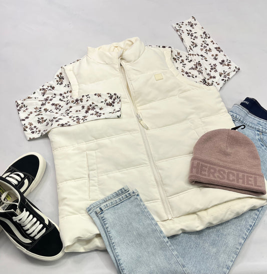 😍 BENCH : Veste manteau en doudoune couleur crème pâle . XL/ femme neuve .Petit logo Bench au devant z