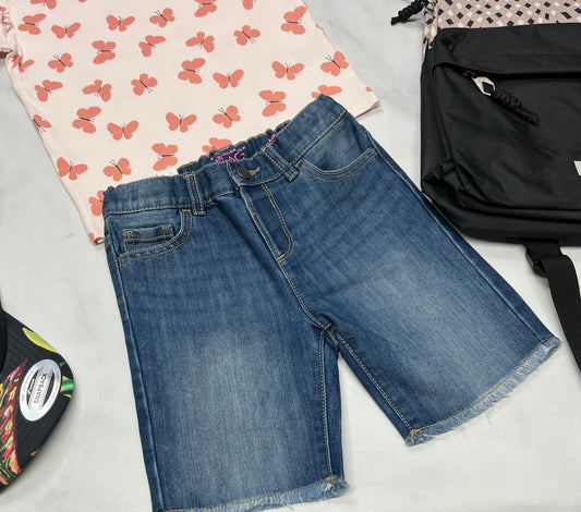 😍 Bermuda : jeans mou confo + 6 ans fille neuf ! Ajustable .