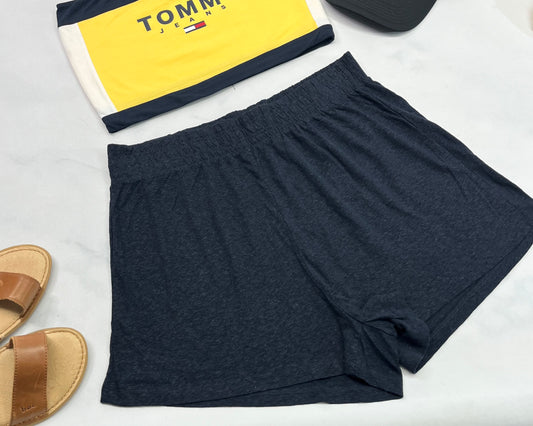 🌴 Short : marine texturé en coton hyper souple confo . M/ femme taille haute neuve .