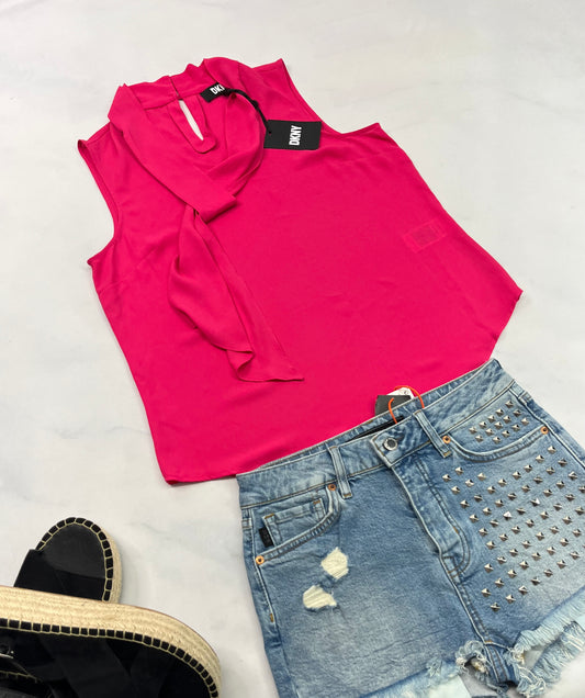 😍Chemisier  : rose DKNY sans manche tissu léger confo. S/ femme neuf !
