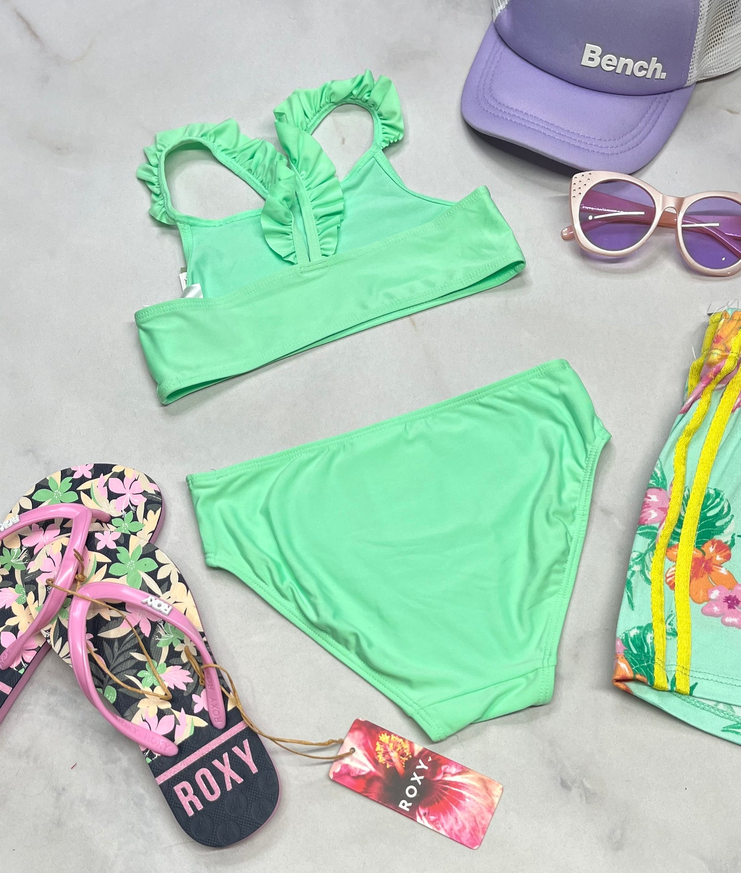 💦 Maillot : vert 2 pièces . 6x fille neuf !