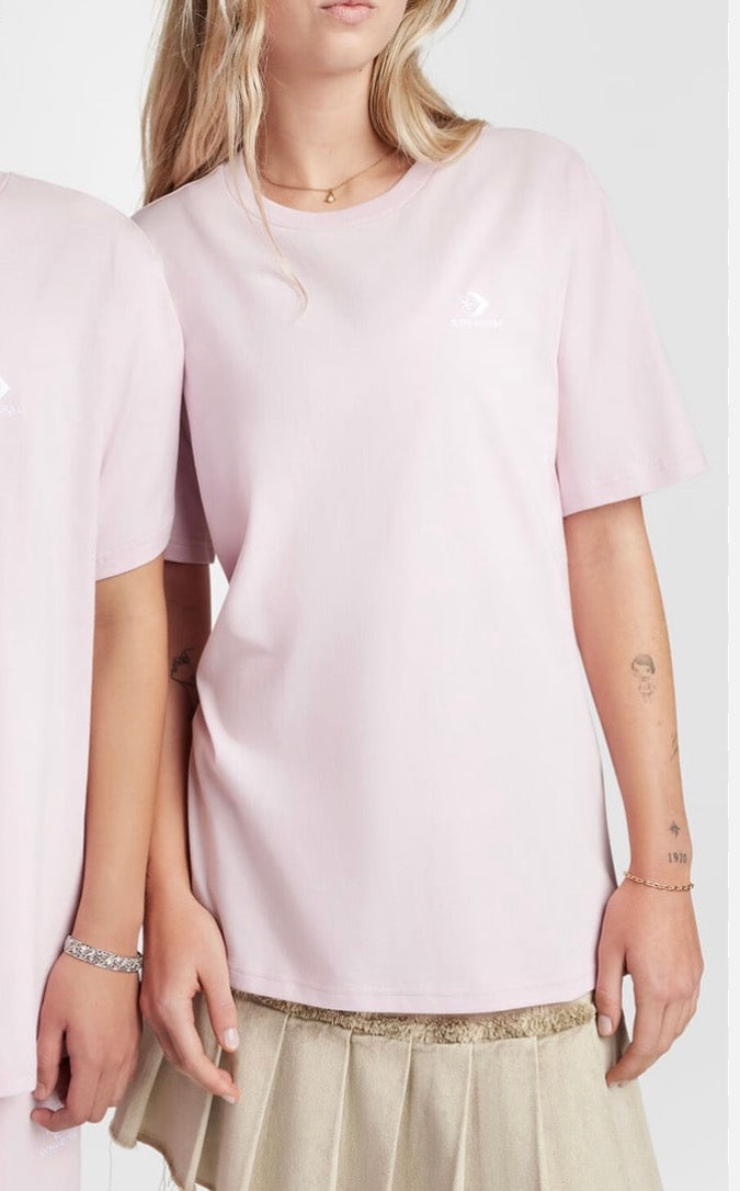 🩷 T-Shirt : Converse  rose ( logo brodé ) S/ femme look over size neuf !