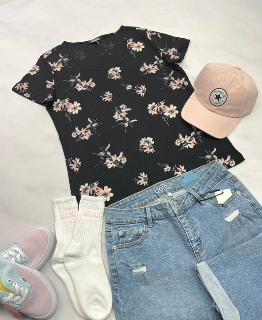 🌸Manche courte : fleurie rose M/ femme neuf !