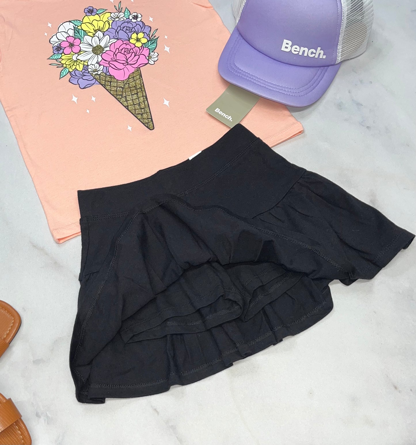 ☀️Jupe noir avec : short intégré 5-6 ans fille neuve.