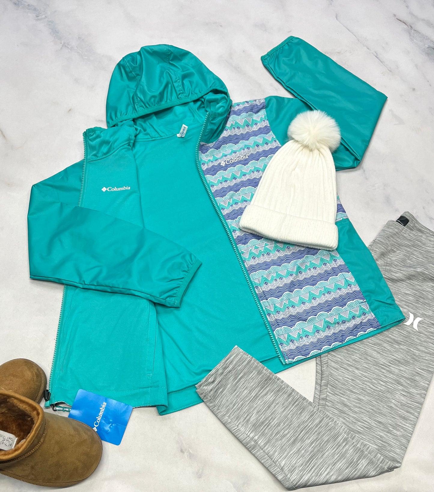 😍 Manteau Columbia : mi saison RÉVERSIBLE 7-8 ans fille neuf ! Souple confo .