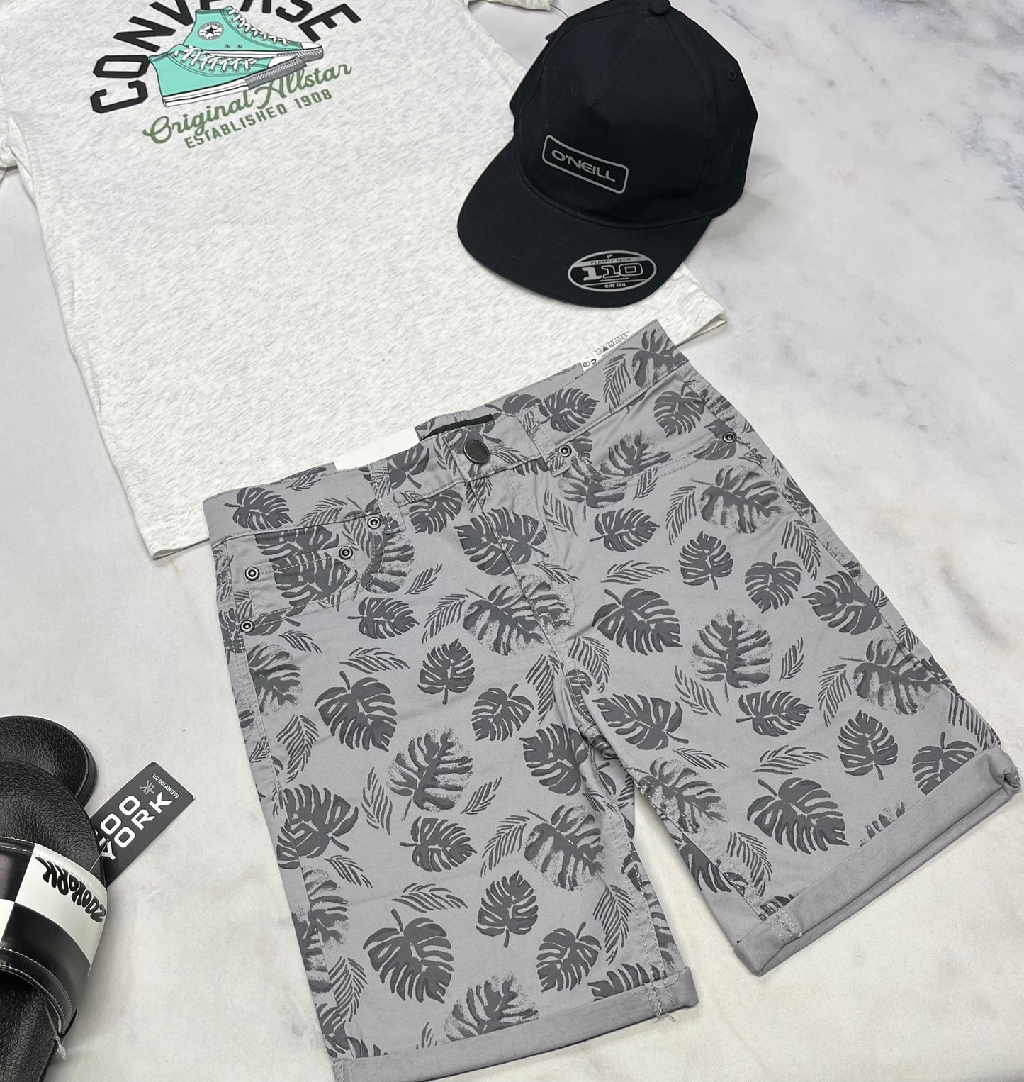 🌵 Bermuda : gris Tag 12 ans garçon taille ajustable neuf !