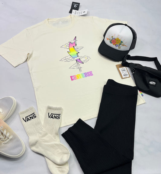 ☀️ T-Shirt : Converse beige  M/ femme look over size neuf ! Qualité ++ neuf !