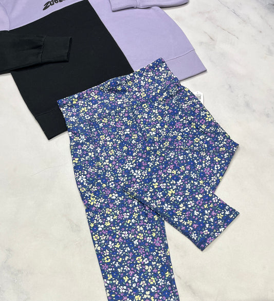 🤩Skinny fleurit : tissu de sport stretch , taille haute avec poches sur les côtés . 14-16 ans ado fille neuf !