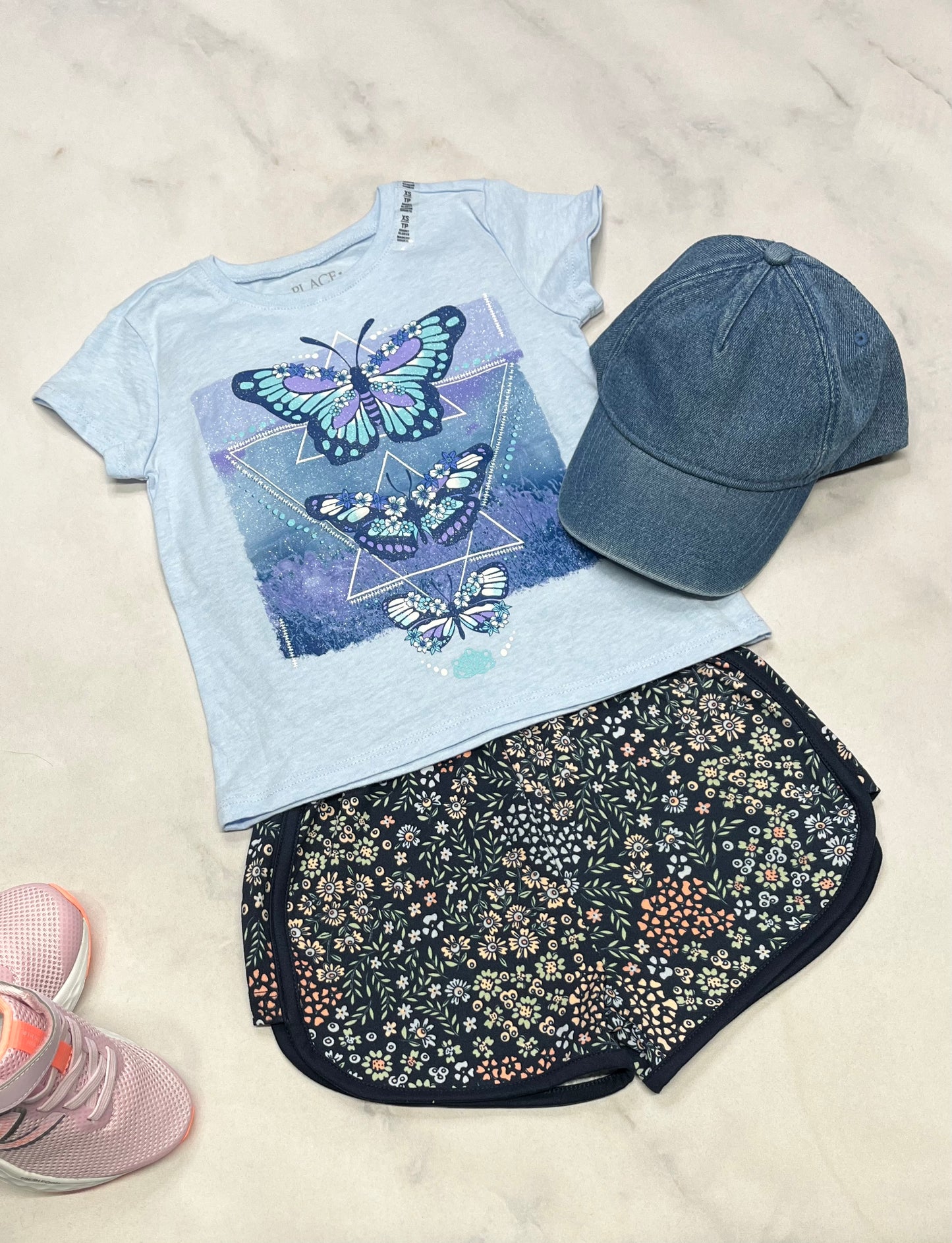 🦋 T-Shirt : brillant + 3X fille neuf!