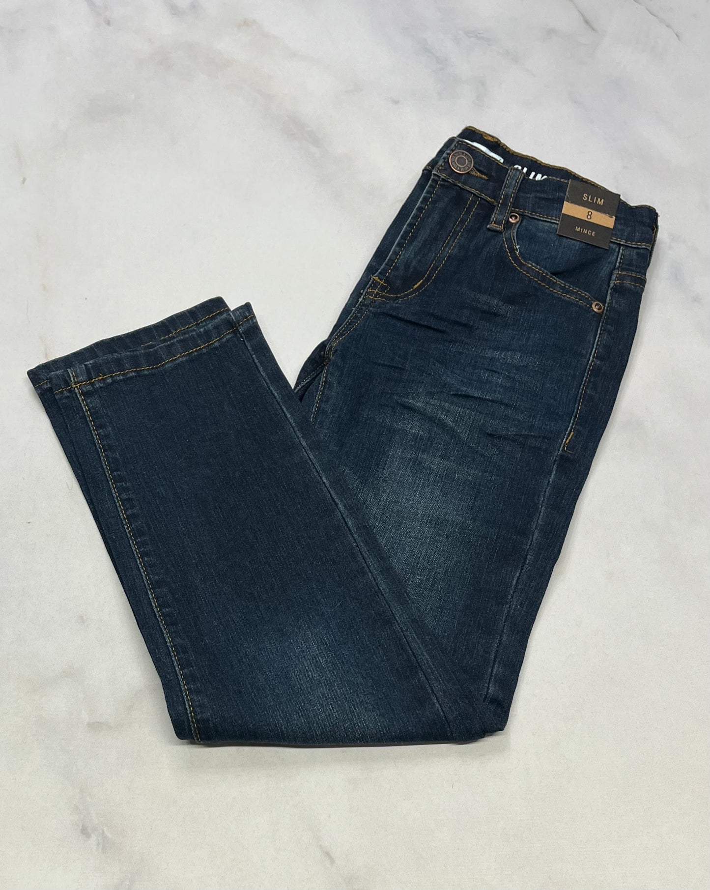 Jeans Skinny : foncé mou stretch neuf ! 8(7-8 ans )