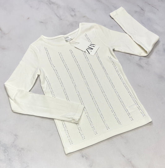 Tricot fin ZARA : avec strass brillant fait 9-10 ans fille neuf !