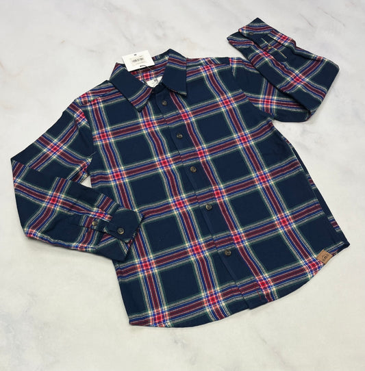 Chemise : Tag douce 7 ans neuve garçon. ( marine avec ligne bourgogne ).