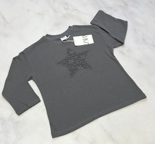 ZARA : Manche longue gris étoile en dentelle . Fait 6-6x